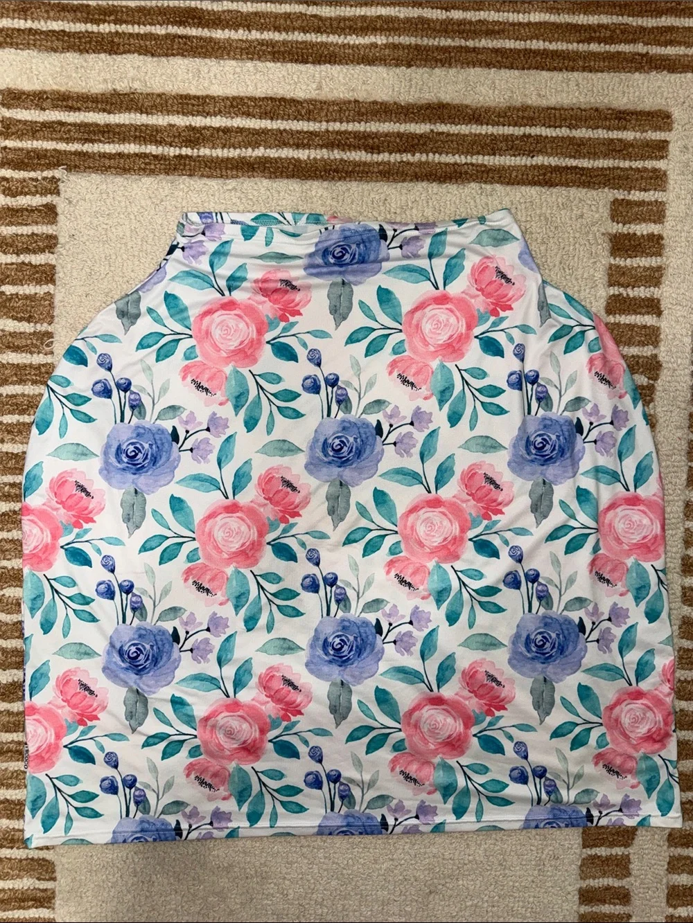 Floral Nursing Cover & Baby Car Seat Cover Pink Purple Multi-Use Stretch